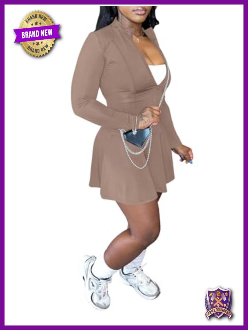 Women 2 Piece Tennis Outfit Zip Up Jacket Mini Skirt Set Workout
